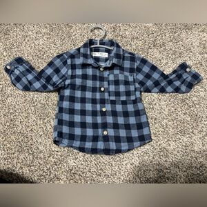 ZARA 9-12M Flannel Shirt - Blue